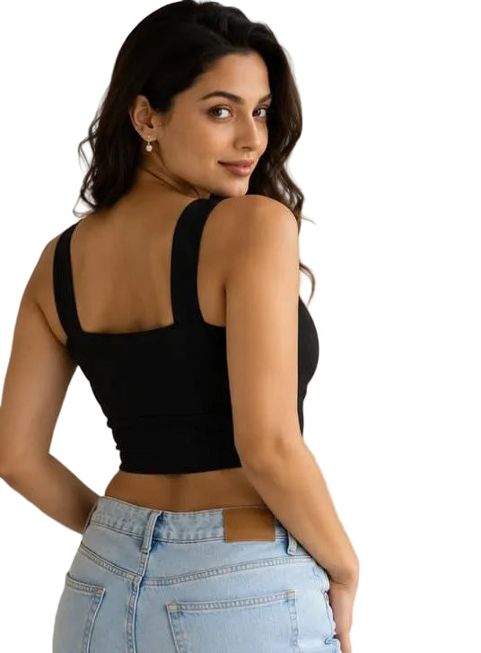 Black Women's High Sports Bra | Polyester Spandex  for Gym, Yoga & Workout