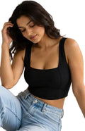 Black Women's High Sports Bra | Polyester Spandex  for Gym, Yoga & Workout