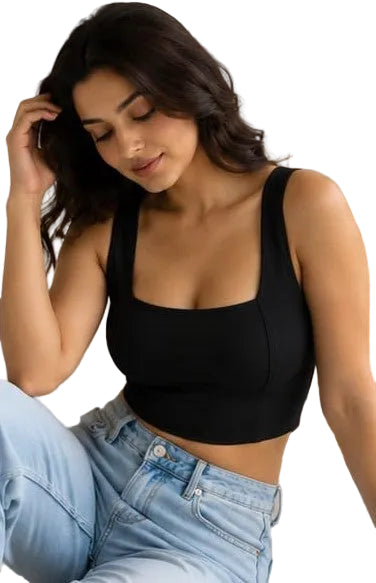 Black Women's High Sports Bra | Polyester Spandex  for Gym, Yoga & Workout