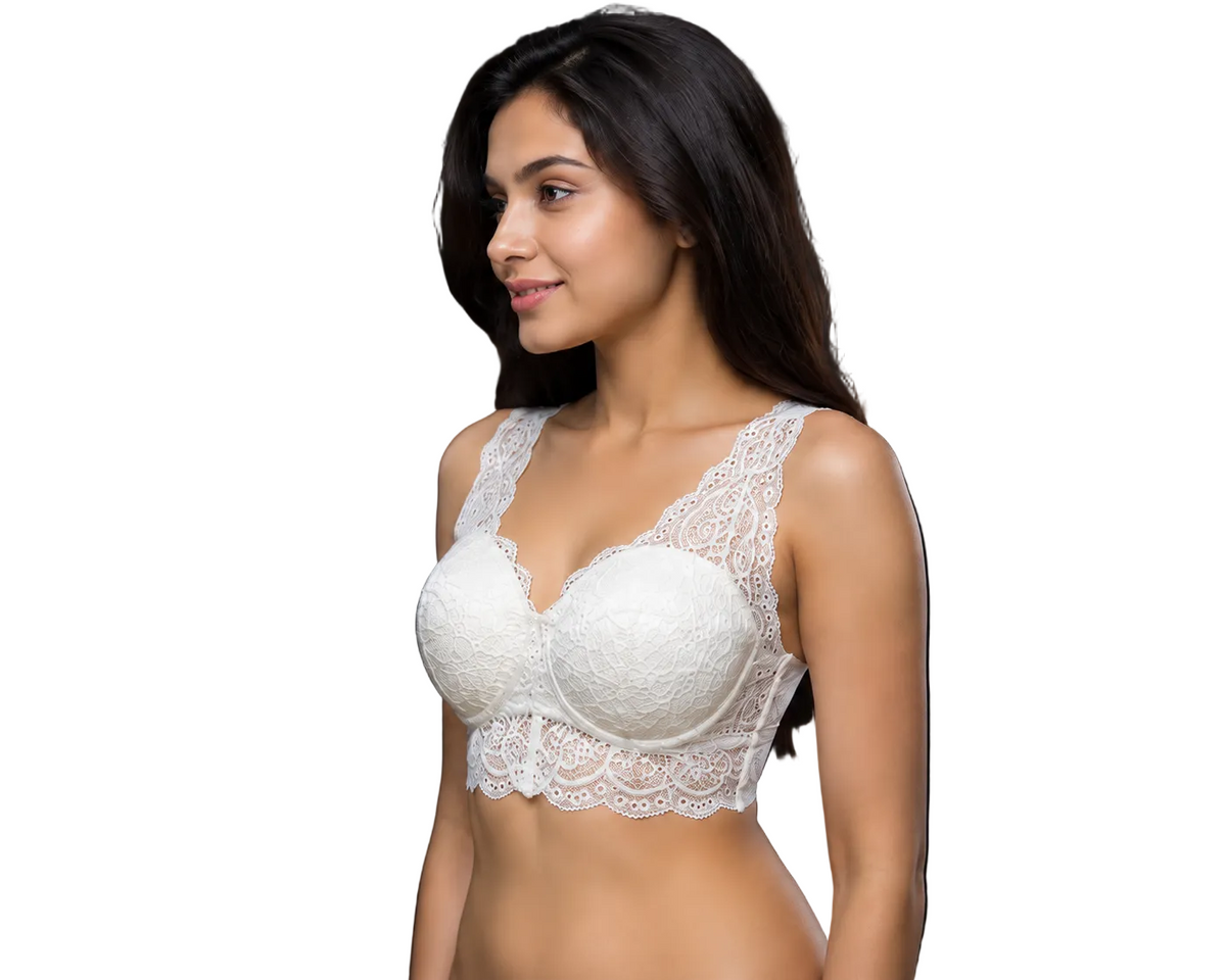 white Bralette Bra Full Coverage Lightly Padded | tashfi Mart