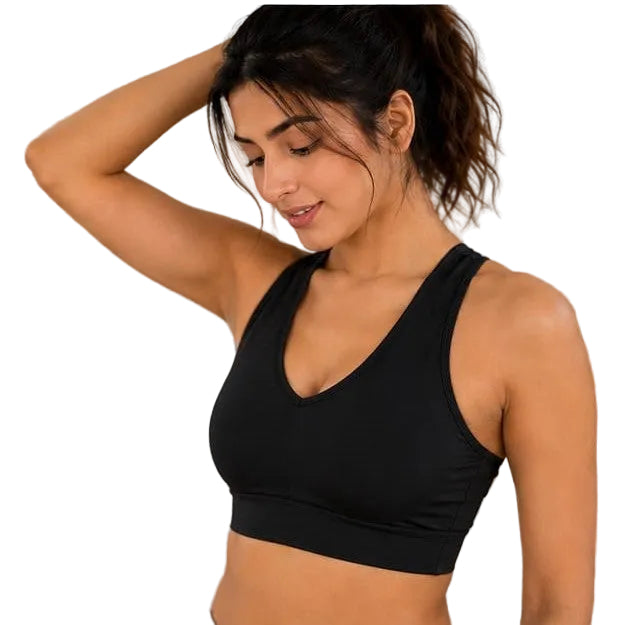 Black Bold & Beauty Women's  Sports Bra | U-Neck Gym, Yoga & Workout Bra  Activewear