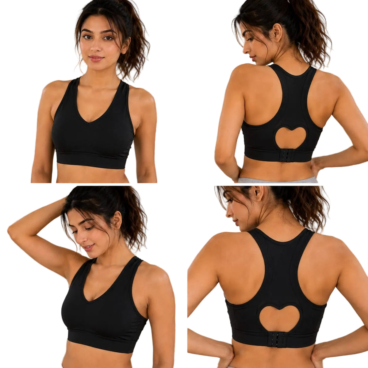 Black Bold & Beauty Women's  Sports Bra | U-Neck Gym, Yoga & Workout Bra  Activewear