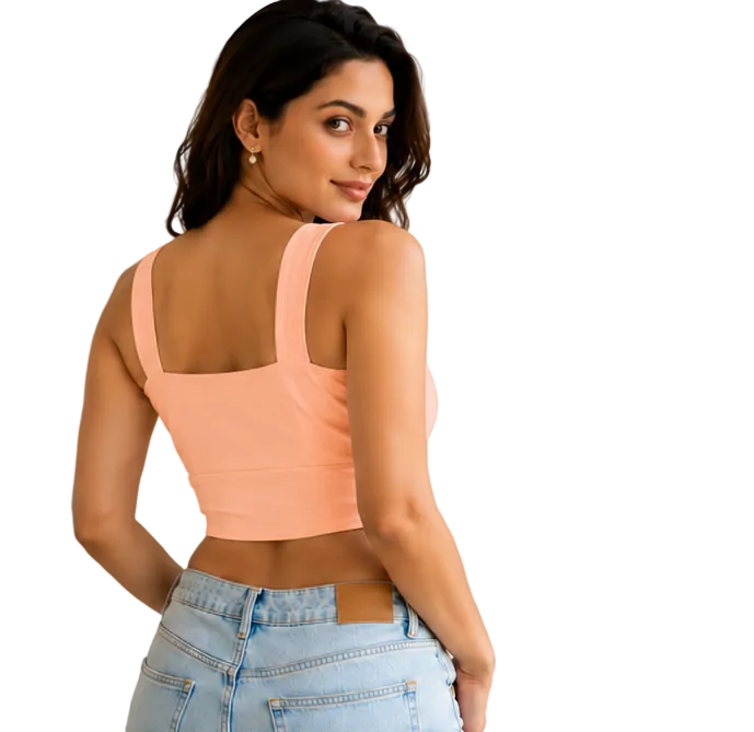 Peach Women's Sports Bra | Longline Gym & Yoga Crop Top