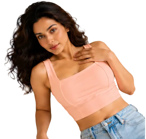 Peach Women's Sports Bra | Longline Gym & Yoga Crop Top