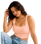 Peach Women's Sports Bra | Longline Gym & Yoga Crop Top