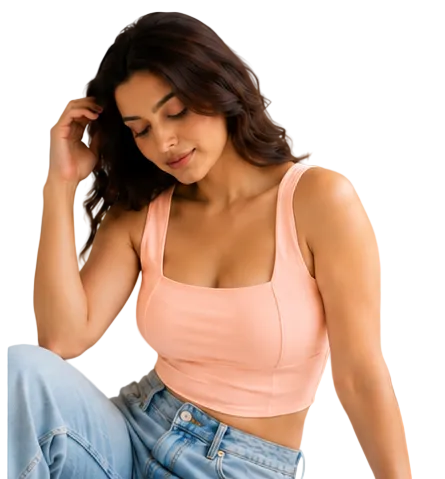 Peach Women's Sports Bra | Longline Gym & Yoga Crop Top