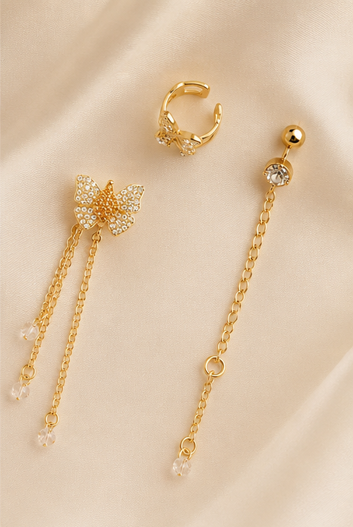 Crystal Butterfly Ear Cuff Set for Women | TashfiMart