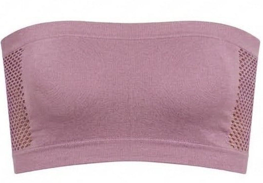 Women’s Breathable Tube Bra | Solid Hollow Pattern & Everyday Comfort