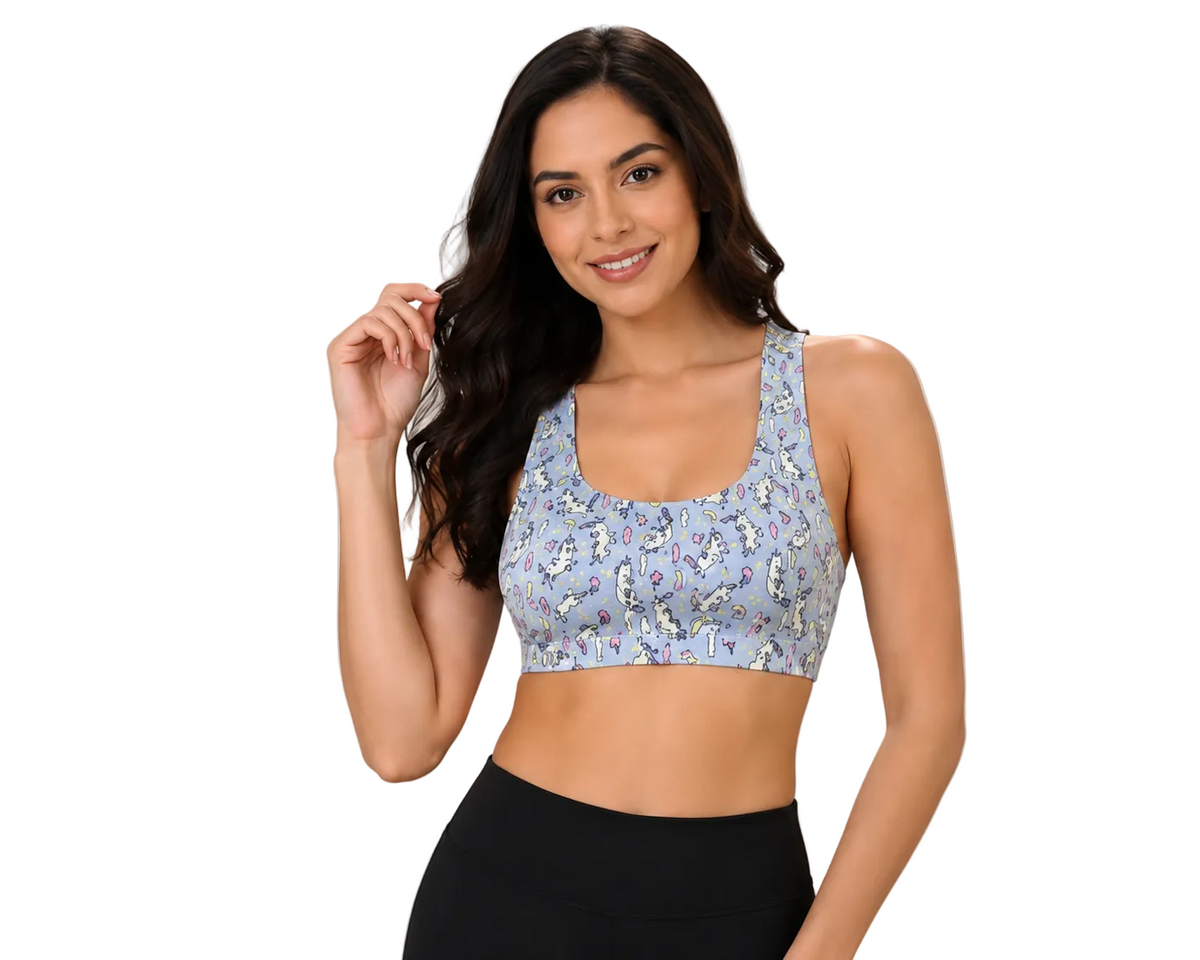 Women's Unicorn Print Sports Bra | Multicolor Lightly Padded Activewear