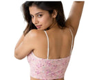 Pink floral crop top with thin straps, women's fashion innerwear