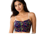 Floral print women's crop top with thin straps, stylish innerwear for casual wear