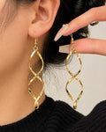 Gold Twisted Geometric Drop Earrings | Tashfi mart