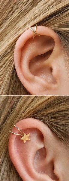Gold star ear cuff for women, stylish non-pierced ear accessory, fashion jewelry