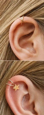 Gold star ear cuff for women, stylish non-pierced ear accessory, fashion jewelry