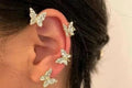 Butterfly ear cuffs with crystal details, elegant women's jewelry for everyday wear