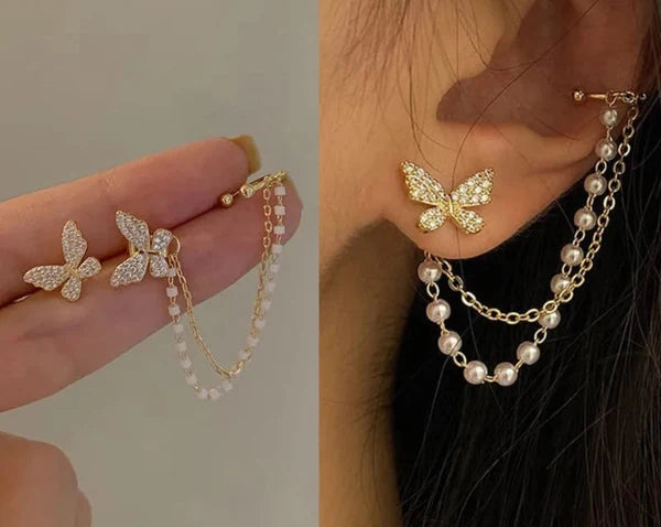 Butterfly Chain Ear Cuff Earrings for women - TashfiMart