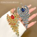 Gold Blue Royal Peacock Crystal Brooch Luxury Pin for Women
