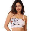 White floral print crop top with thin straps, women's fashion innerwear